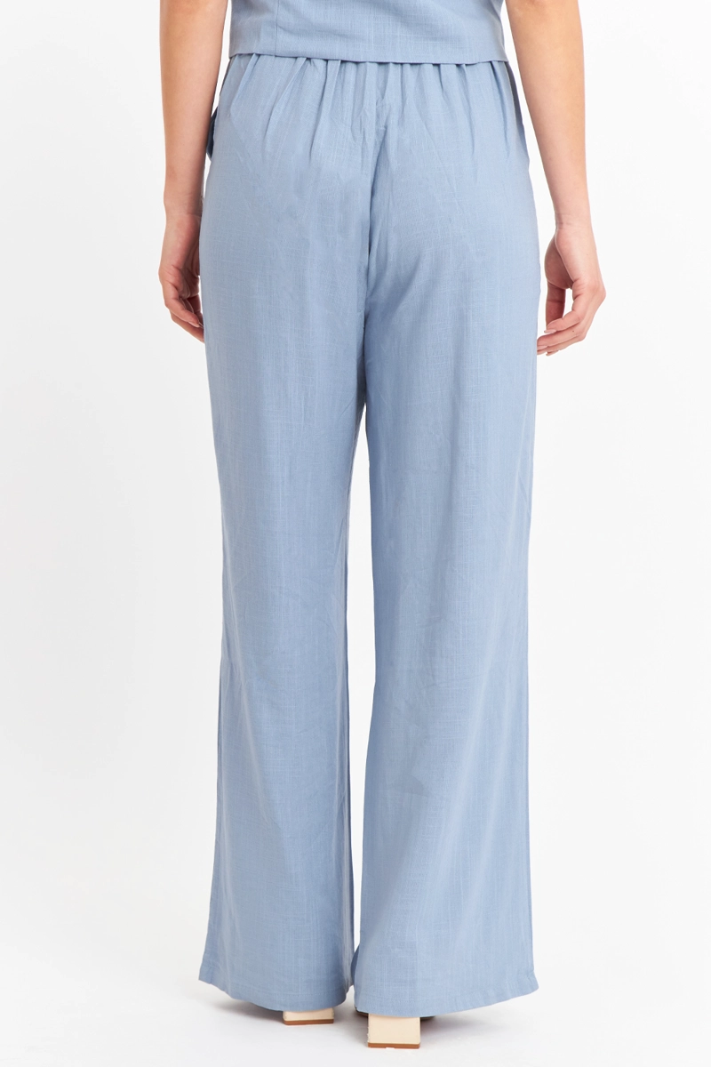 PANTALON MEZCLA LINO CELESTE NICOPOLY - 4