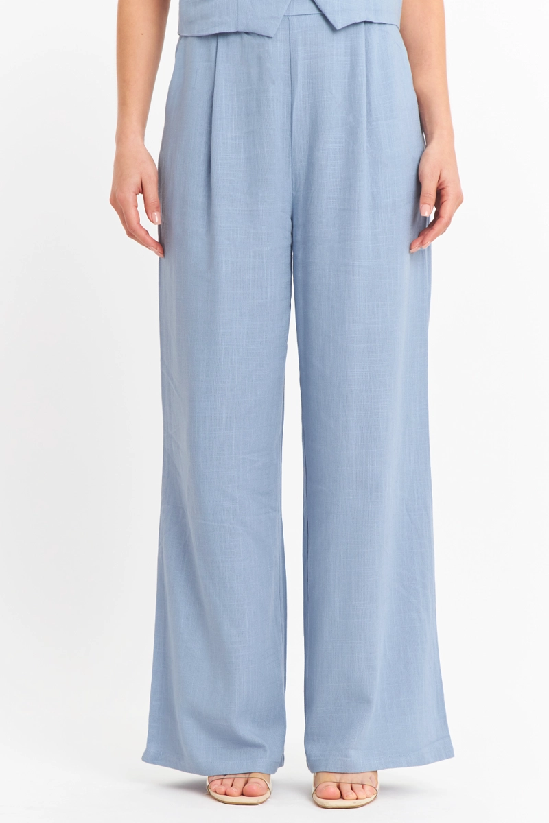 PANTALON MEZCLA LINO CELESTE NICOPOLY - 5