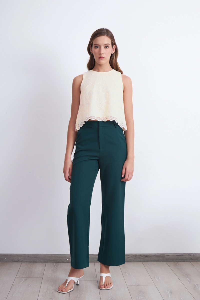 BLUSA ENCAJE DETALLE LENTEJUELAS BLANCO MUJER NICOPOLY - 2