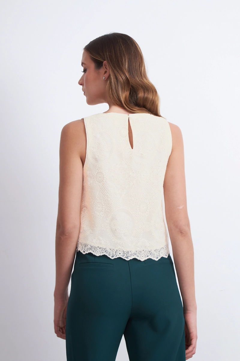 BLUSA ENCAJE DETALLE LENTEJUELAS BLANCO NICOPOLY - 4