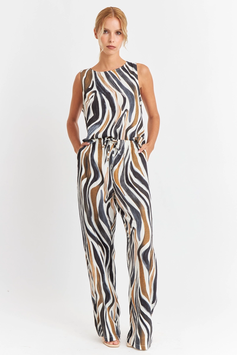 PANTALON ESTAMPADO CEBRA CAFE  NICOPOLY - 2