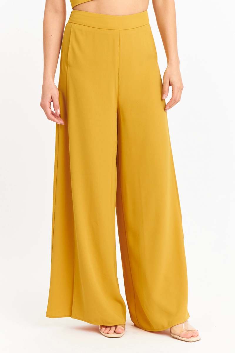 PANTALON PALAZZO TAJOS MOSTAZA NICOPOLY - 1