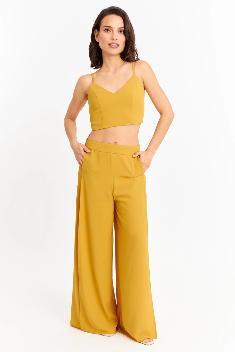 PANTALON PALAZZO TAJOS MOSTAZA MUJER NICOPOLY - 2