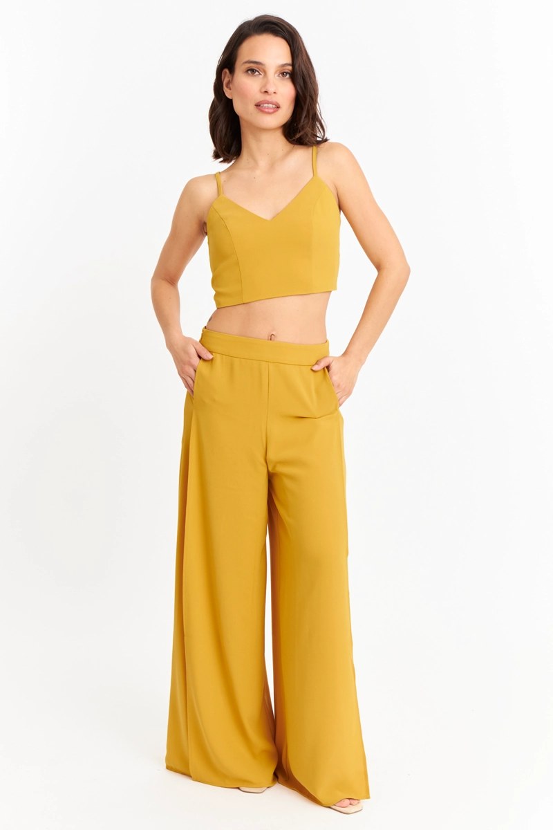 PANTALON PALAZZO TAJOS MOSTAZA NICOPOLY - 2