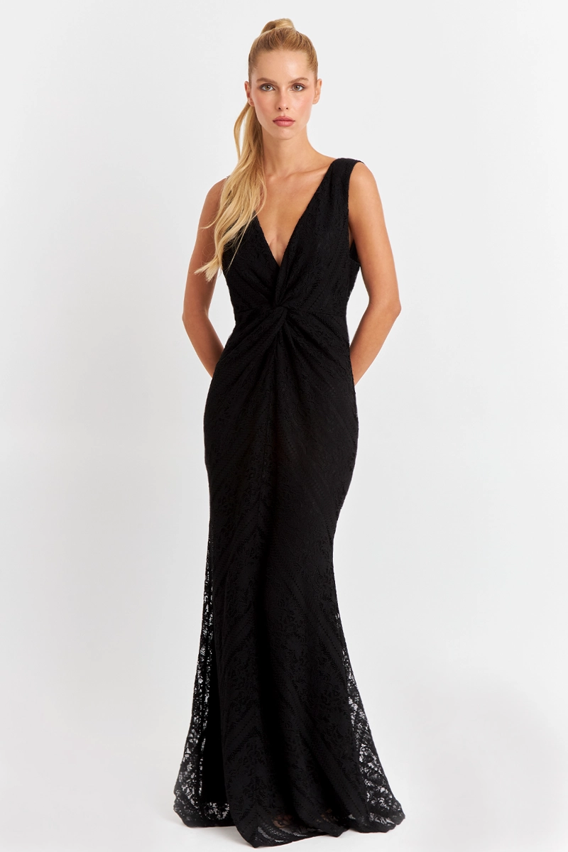 VESTIDO ENCAJE SIRENA NEGRO NICOPOLY - 1