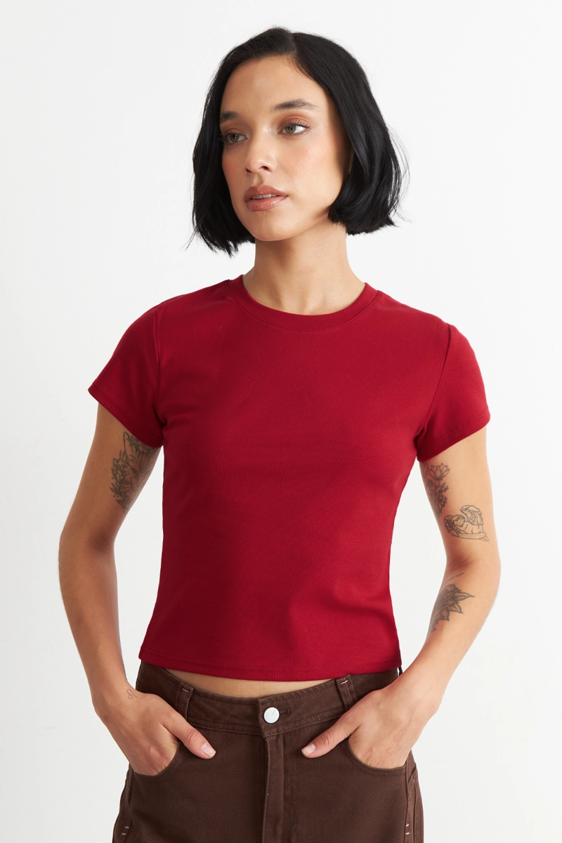 POLERA MANGA CORTA BASICA ROJO NICOPOLY - 1