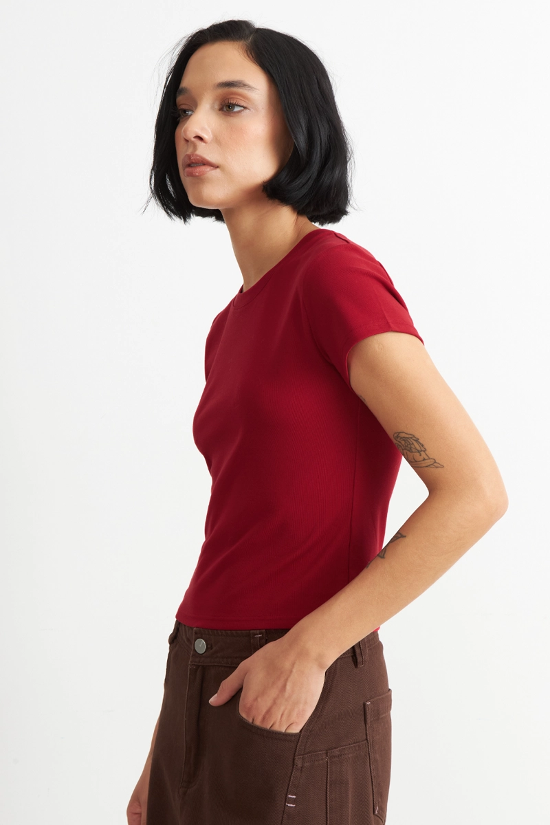 POLERA MANGA CORTA BASICA ROJO NICOPOLY - 3