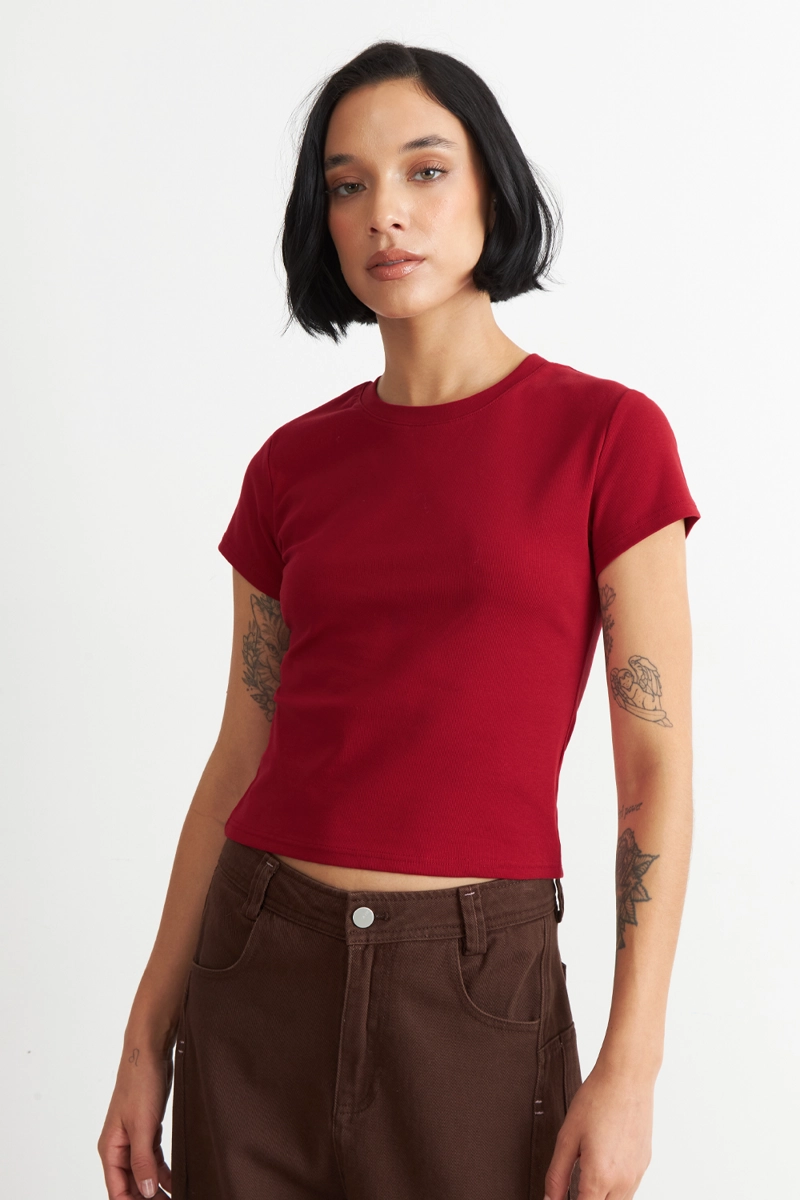 POLERA MANGA CORTA BASICA ROJO NICOPOLY - 5
