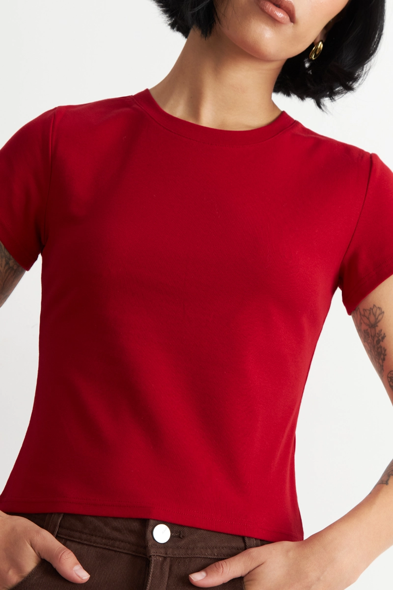 POLERA MANGA CORTA BASICA ROJO NICOPOLY - 6