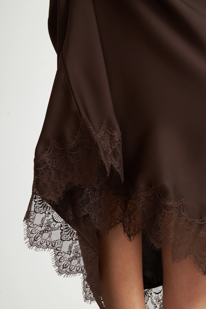 FALDA SATIN ENCAJE EN RUEDO CAFE MUJER NICOPOLY - 5