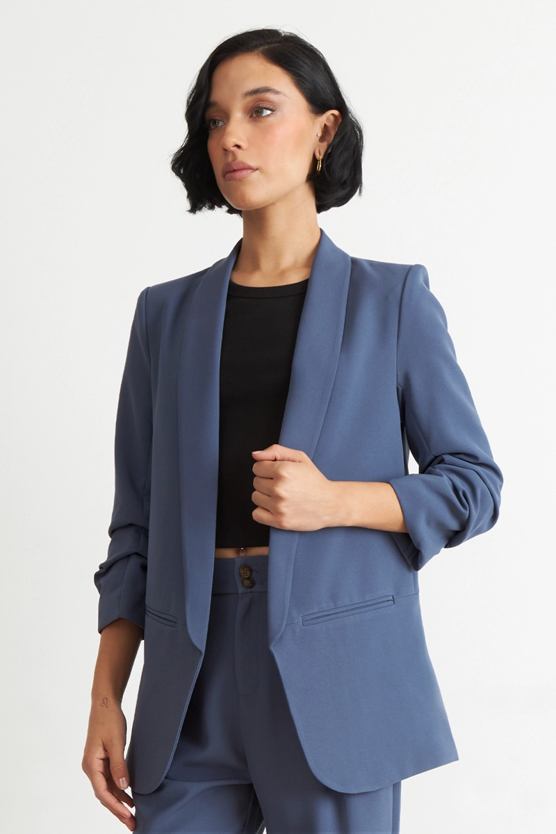 BLAZER MANGA 3/4 AJUSTADO CON SOLAPAS AZUL NICOPOLY - 5