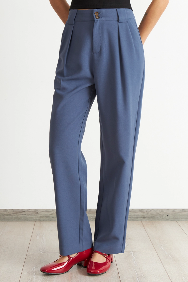 PANTALON RECTO CON PINZA AZUL NICOPOLY - 1