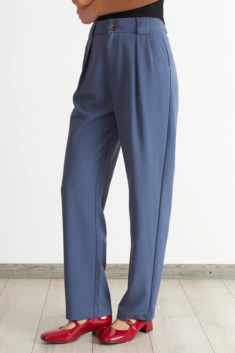 PANTALON RECTO CON PINZA AZUL NICOPOLY - 3