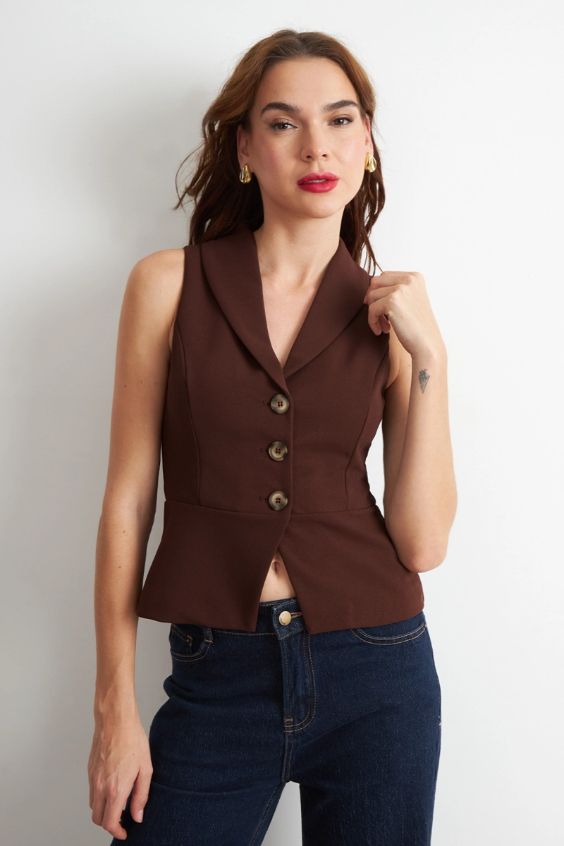 GILET SASTRE ENTALLADO CAFE  NICOPOLY - 1