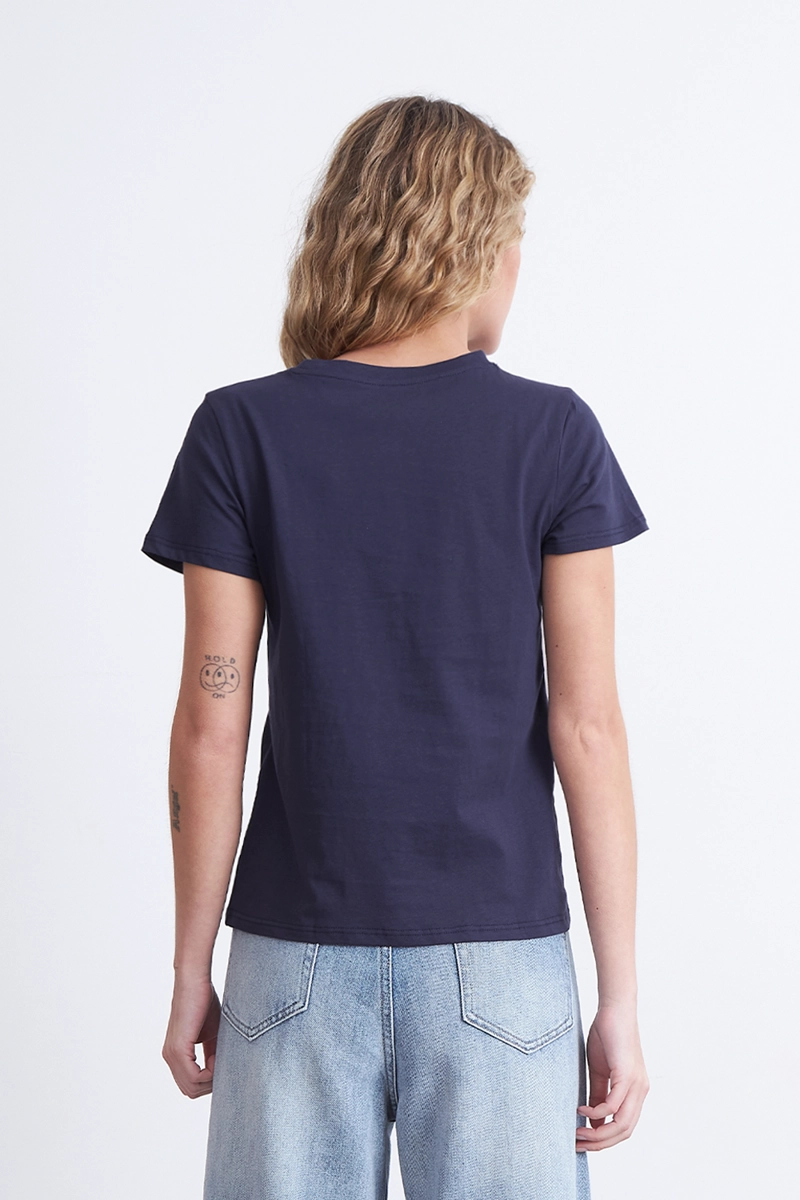 POLERA BASICA CUELLO REDONDO AZUL MARINO MUJER NICOPOLY - 4