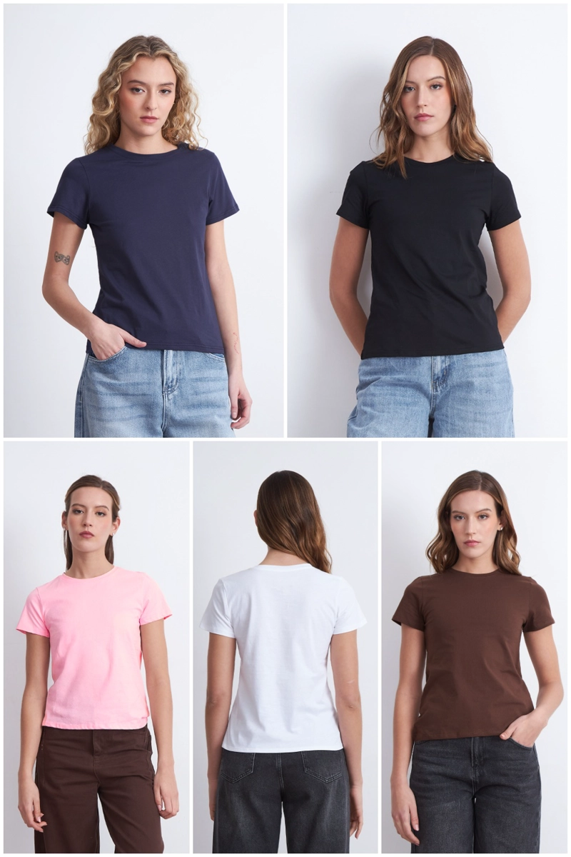 POLERA BASICA CUELLO REDONDO AZUL MARINO MUJER NICOPOLY - 5