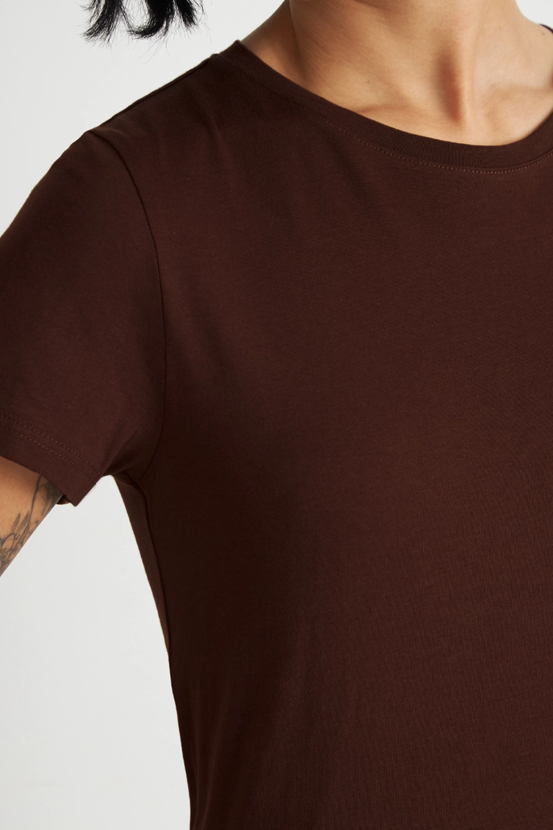 POLERA BASICA CUELLO REDONDO CAFE  NICOPOLY - 6