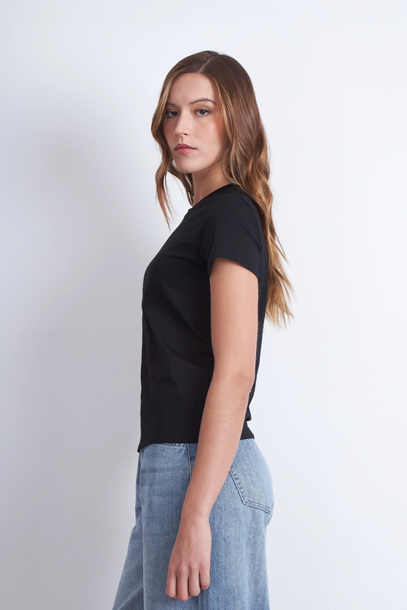 POLERA BASICA CUELLO REDONDO NEGRO MUJER NICOPOLY - 3