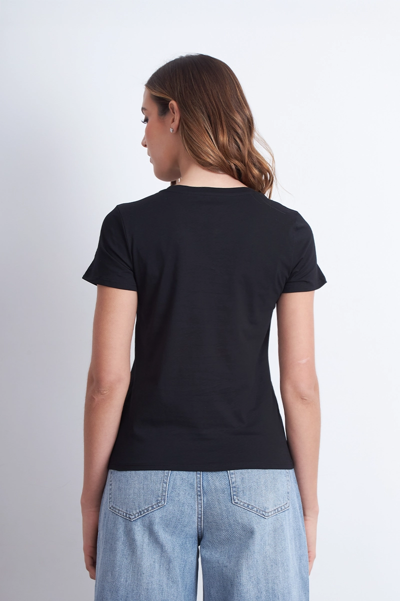 POLERA BASICA CUELLO REDONDO NEGRO MUJER NICOPOLY - 4