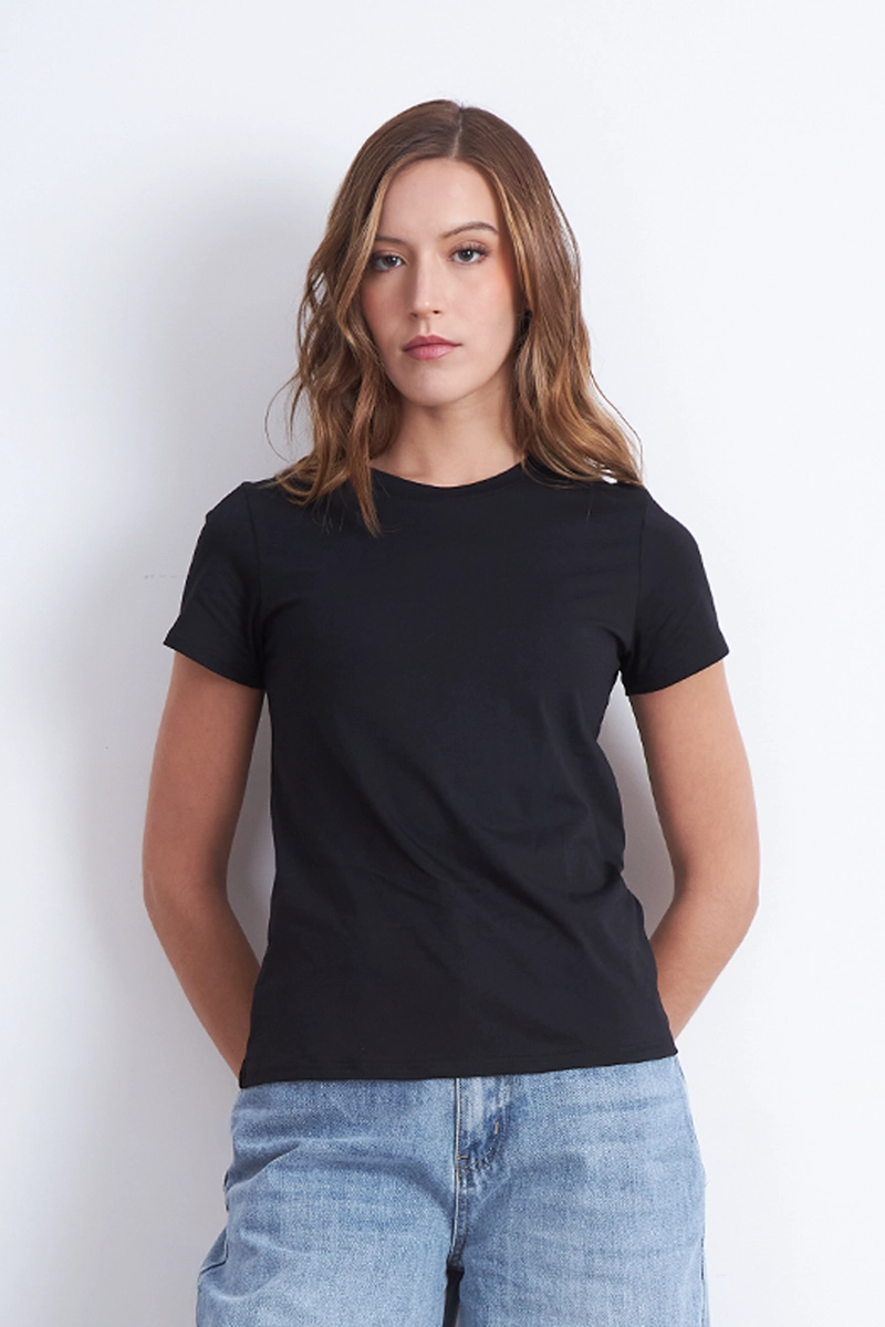 POLERA BASICA CUELLO REDONDO NEGRO MUJER NICOPOLY - 5
