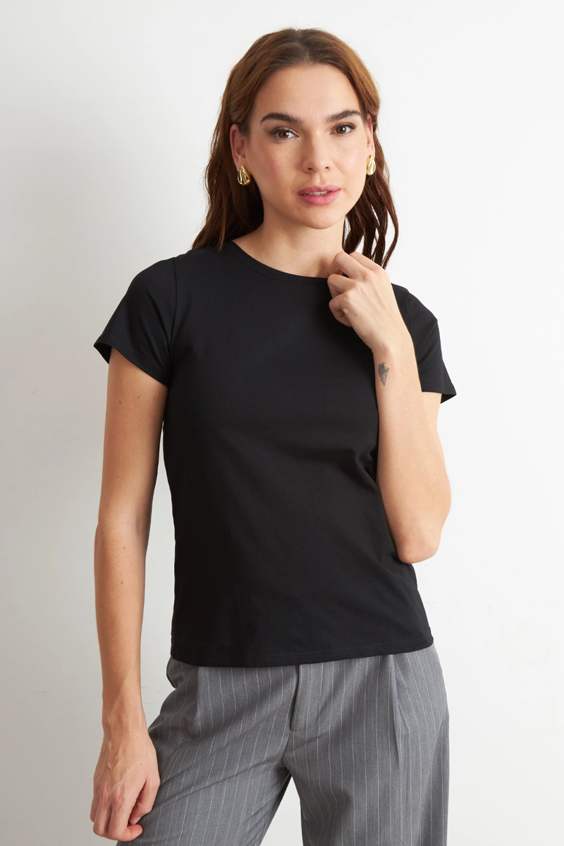 POLERA BASICA CUELLO REDONDO NEGRO NICOPOLY - 5