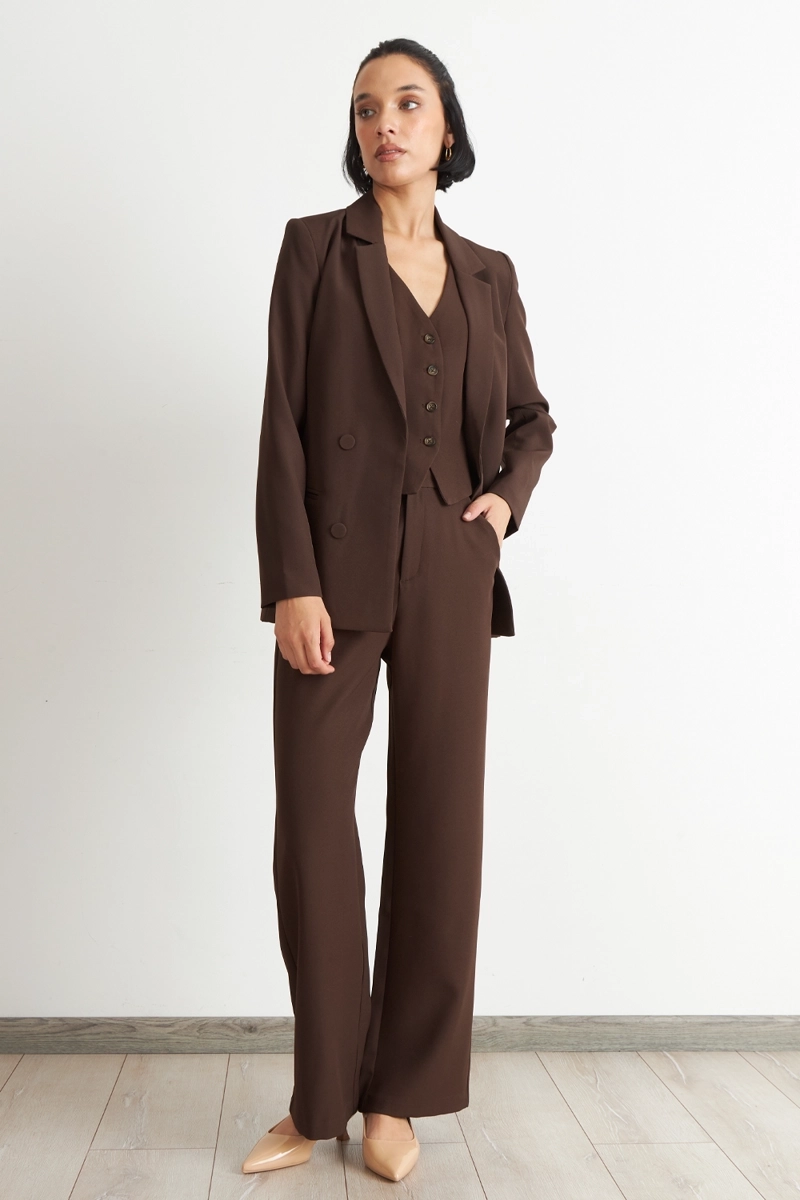 BLAZER BASICO DE TOPE CAFE  NICOPOLY - 2