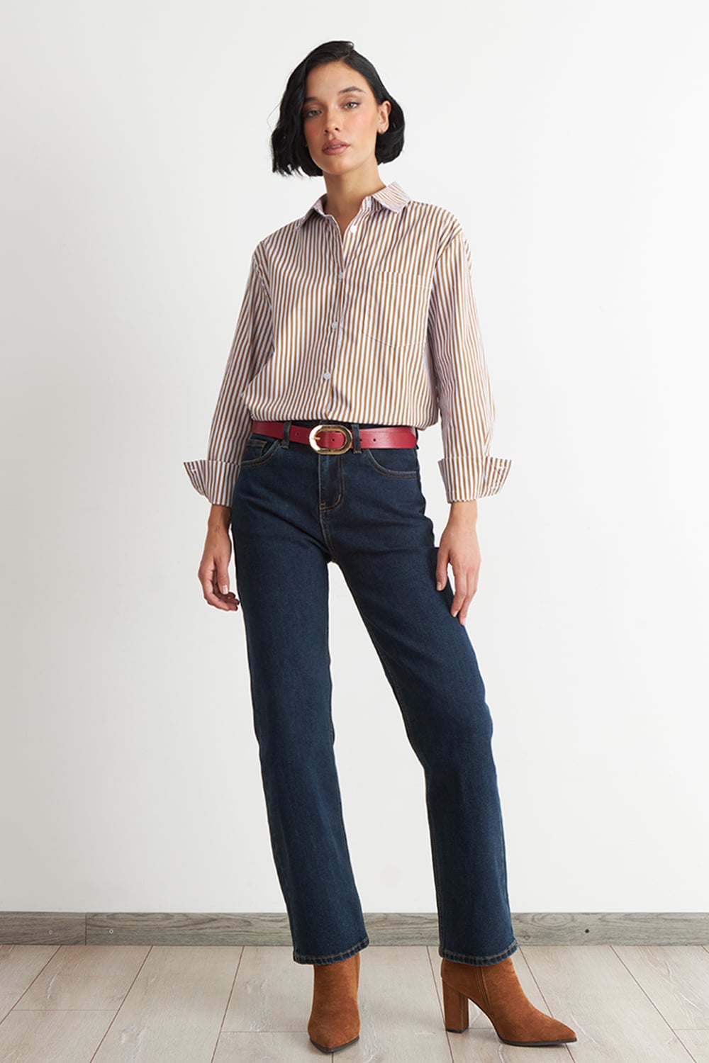 CAMISA RAYAS BICOLOR CAFE  NICOPOLY - 2