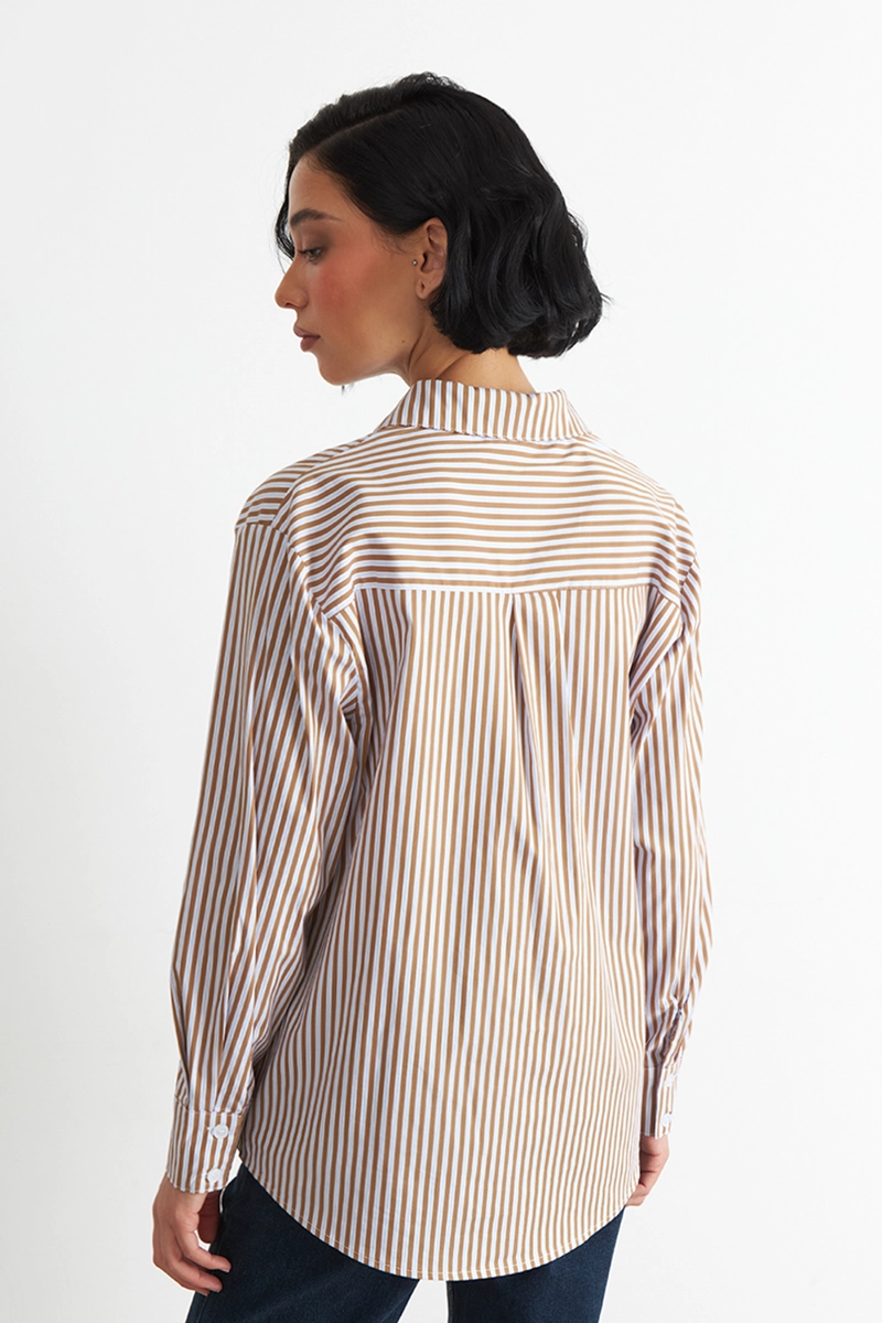 CAMISA RAYAS BICOLOR CAFE  NICOPOLY - 4
