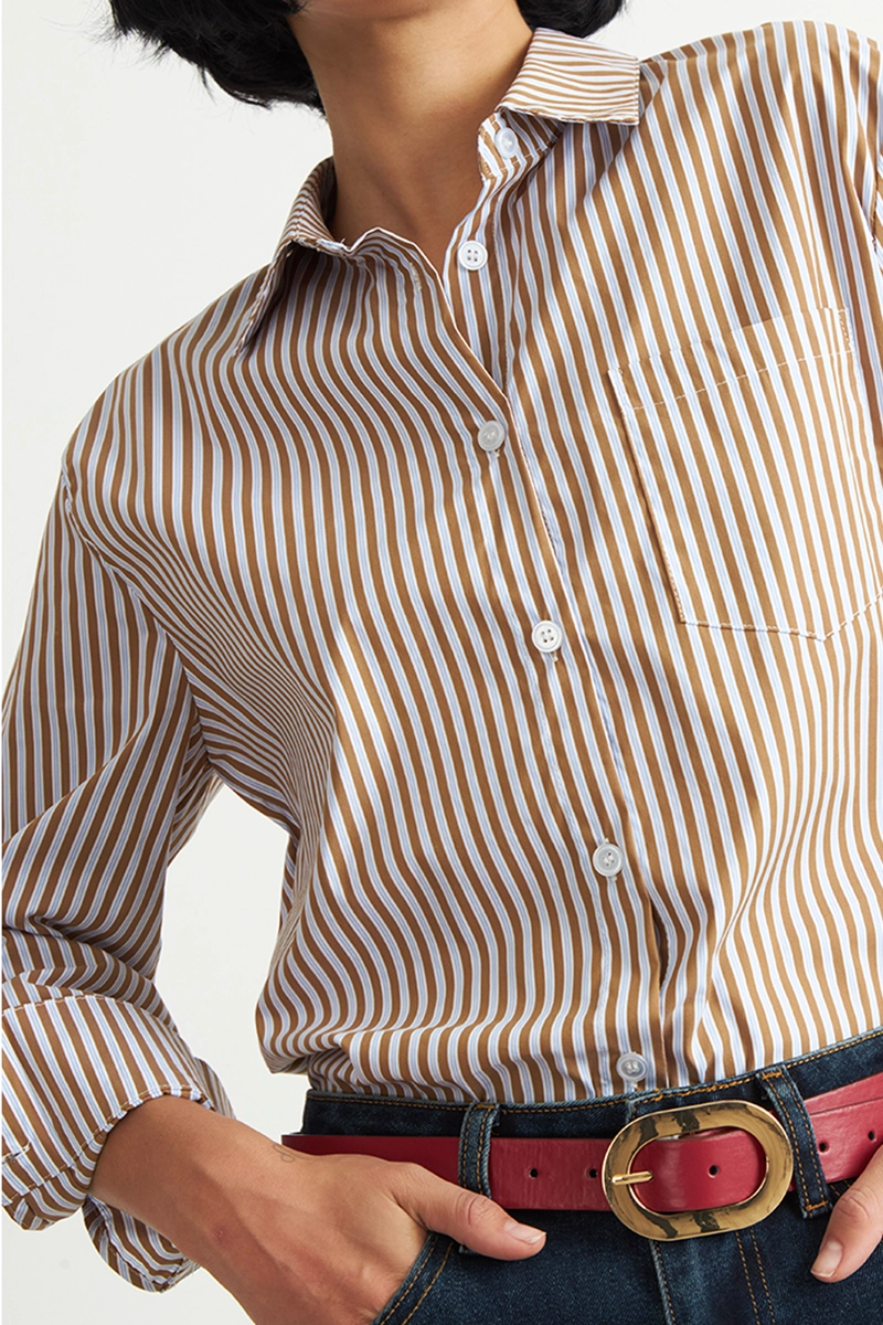 CAMISA RAYAS BICOLOR CAFE  NICOPOLY - 6