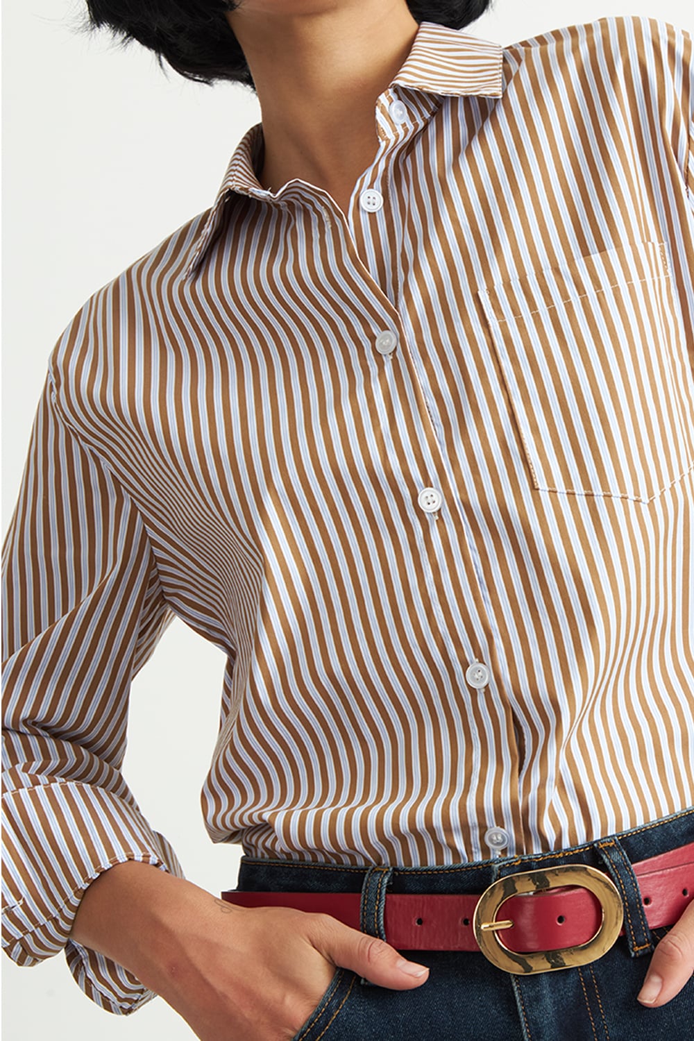 CAMISA RAYAS BICOLOR CAFE  NICOPOLY - 6