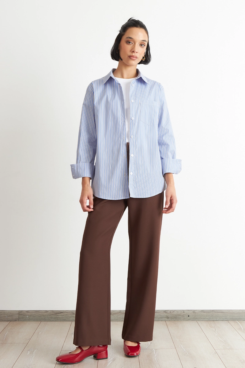 CAMISA RAYAS BICOLOR CELESTE NICOPOLY - 2