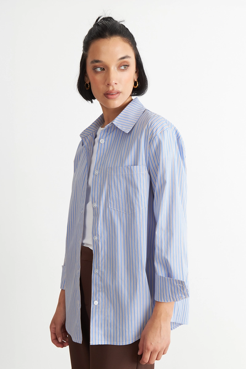 CAMISA RAYAS BICOLOR CELESTE NICOPOLY - 3