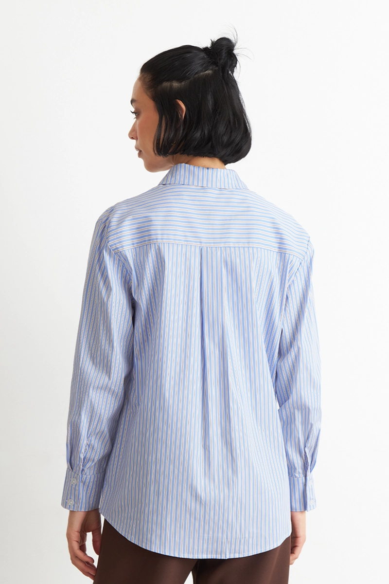 CAMISA RAYAS BICOLOR CELESTE NICOPOLY - 4