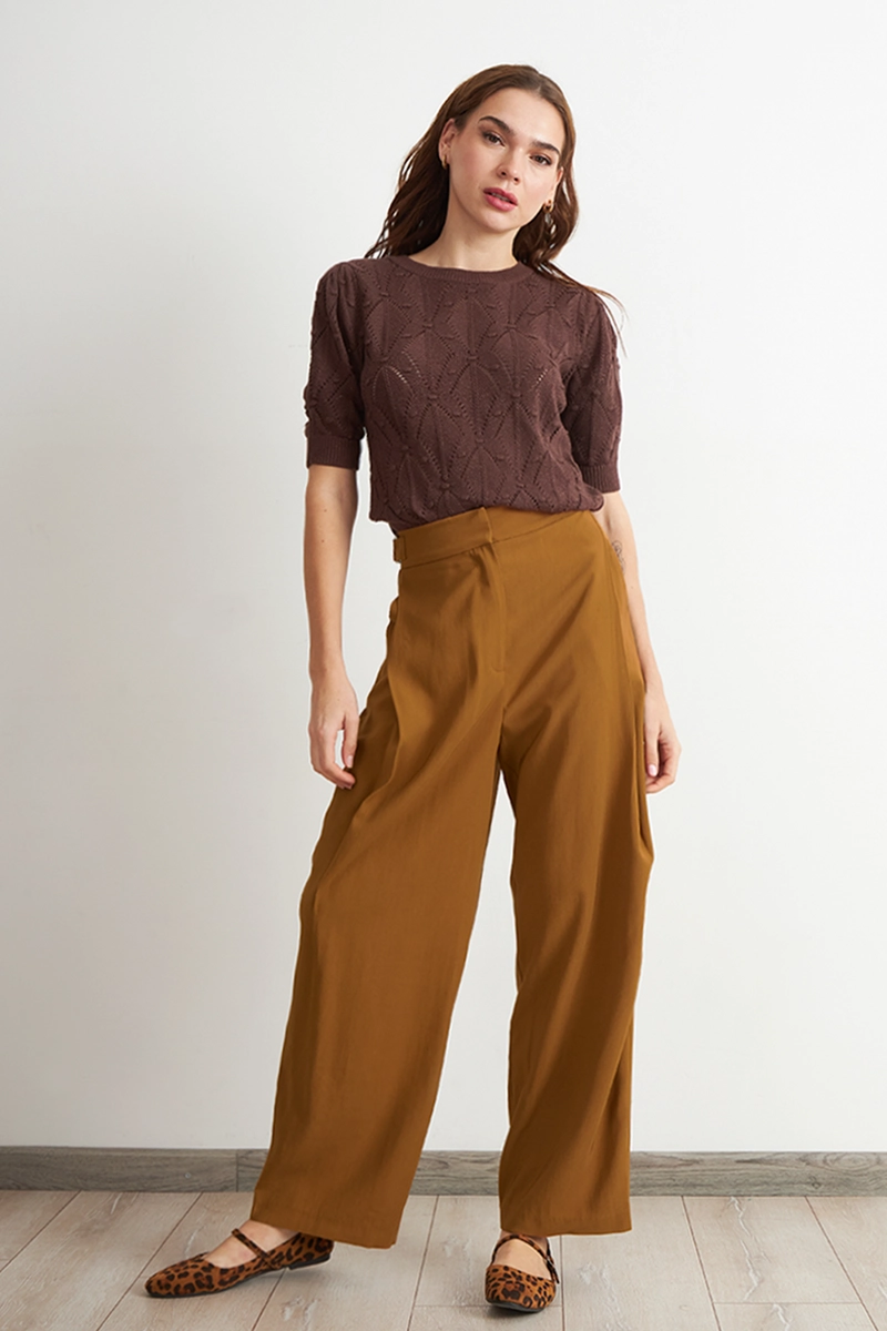 PANTALON ESTILO JAPONE S PIERNA ANCHA CAFE  NICOPOLY - 2