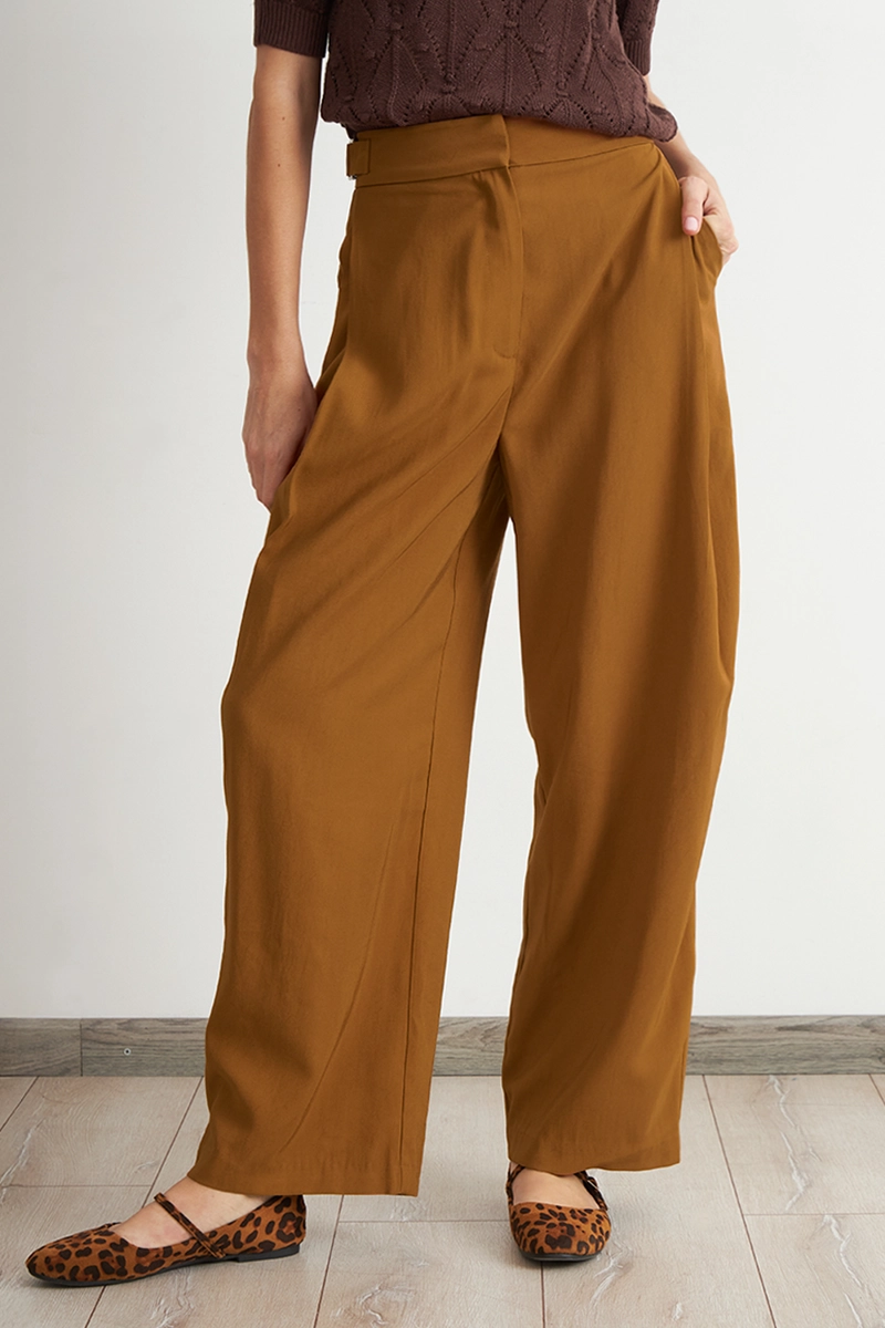 PANTALON ESTILO JAPONE S PIERNA ANCHA CAFE  NICOPOLY - 5