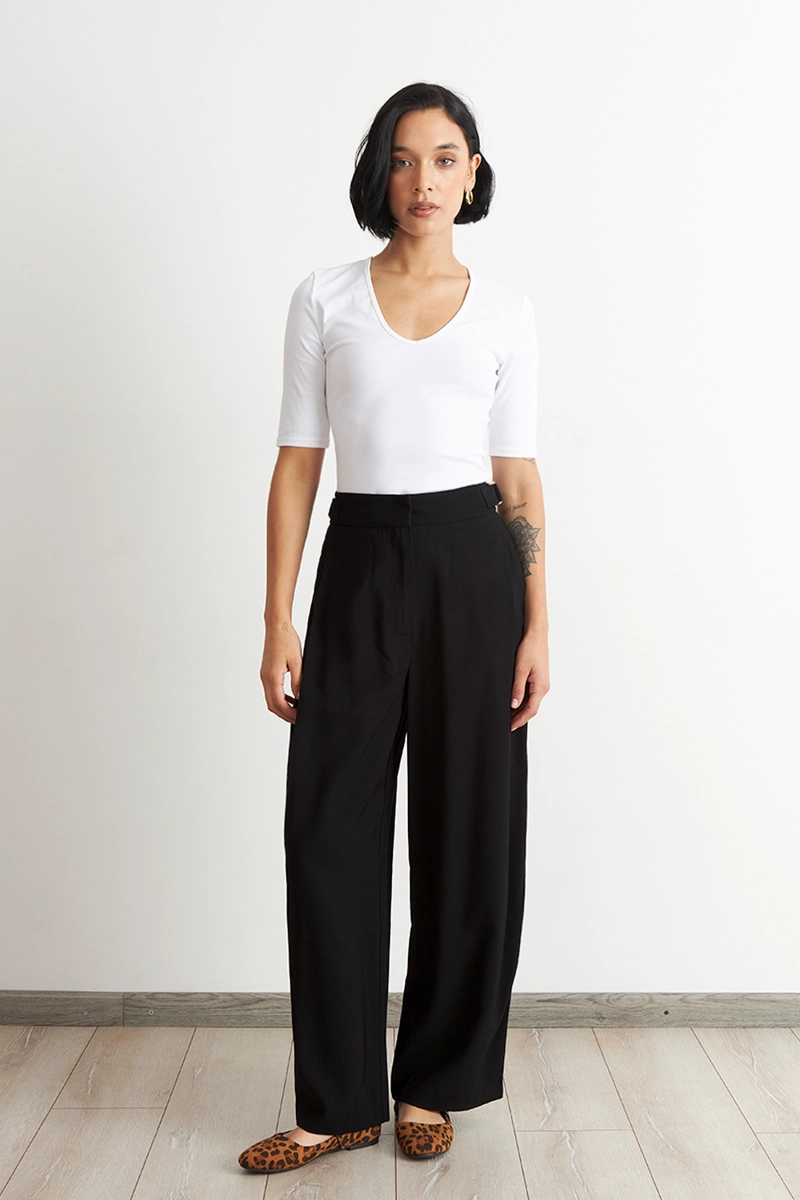 PANTALON ESTILO JAPONE S PIERNA ANCHA NEGRO NICOPOLY - 2