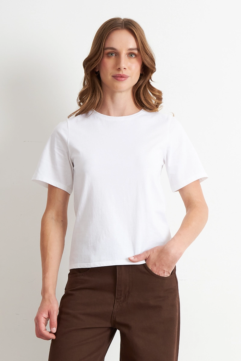 POLERA RECTA MANGA CORTA BLANCO MUJER NICOPOLY - 5