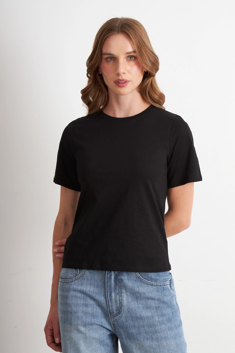 POLERA RECTA MANGA CORTA NEGRO NICOPOLY - 1