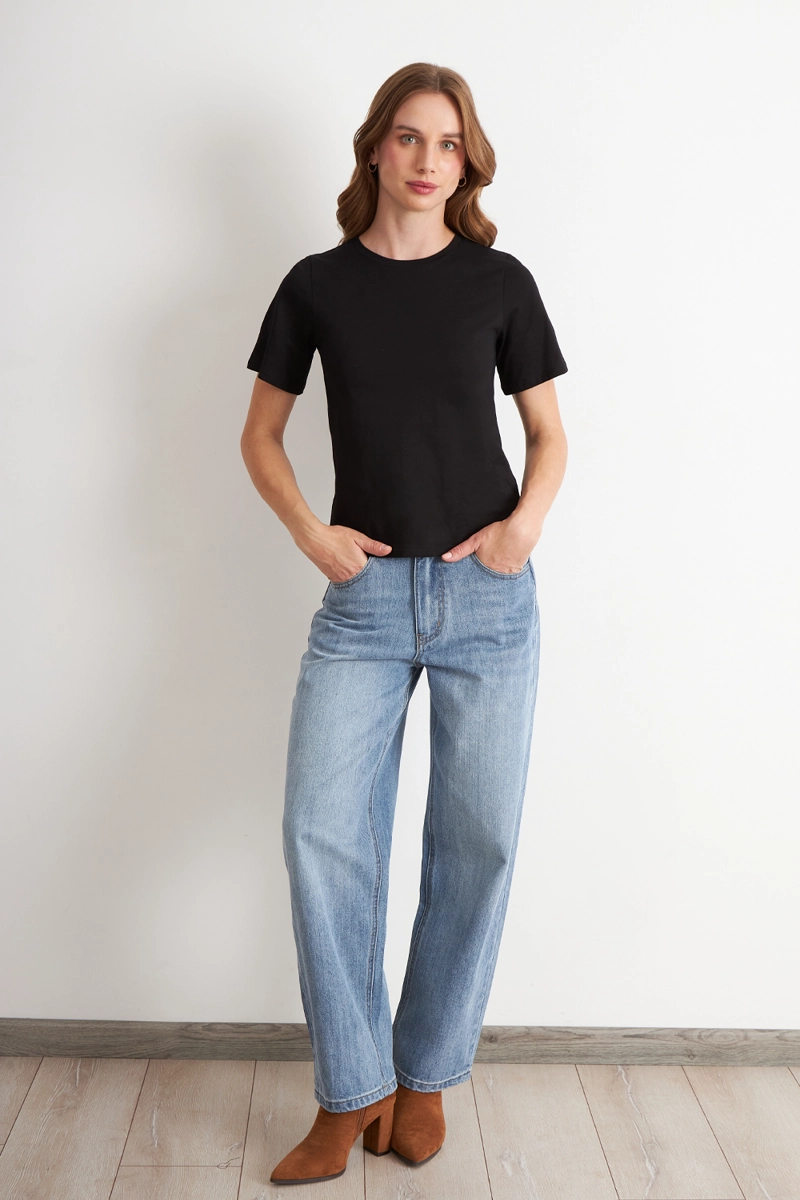 POLERA RECTA MANGA CORTA NEGRO MUJER NICOPOLY - 2