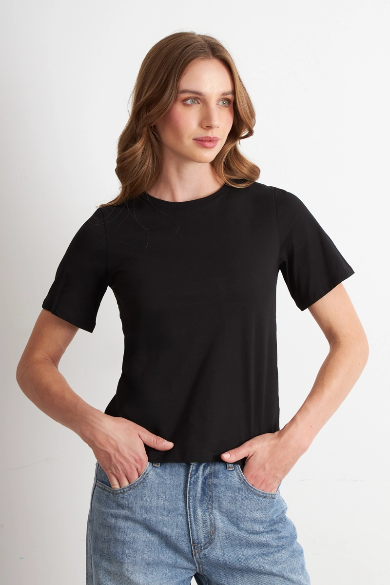 POLERA RECTA MANGA CORTA NEGRO NICOPOLY - 5