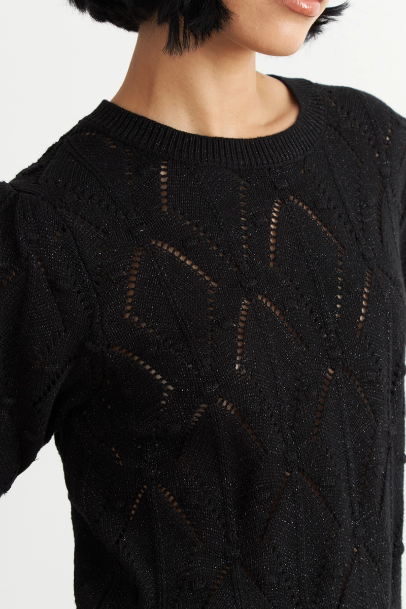 POLERA MANGA CORTA DE HILO NEGRO NICOPOLY - 6