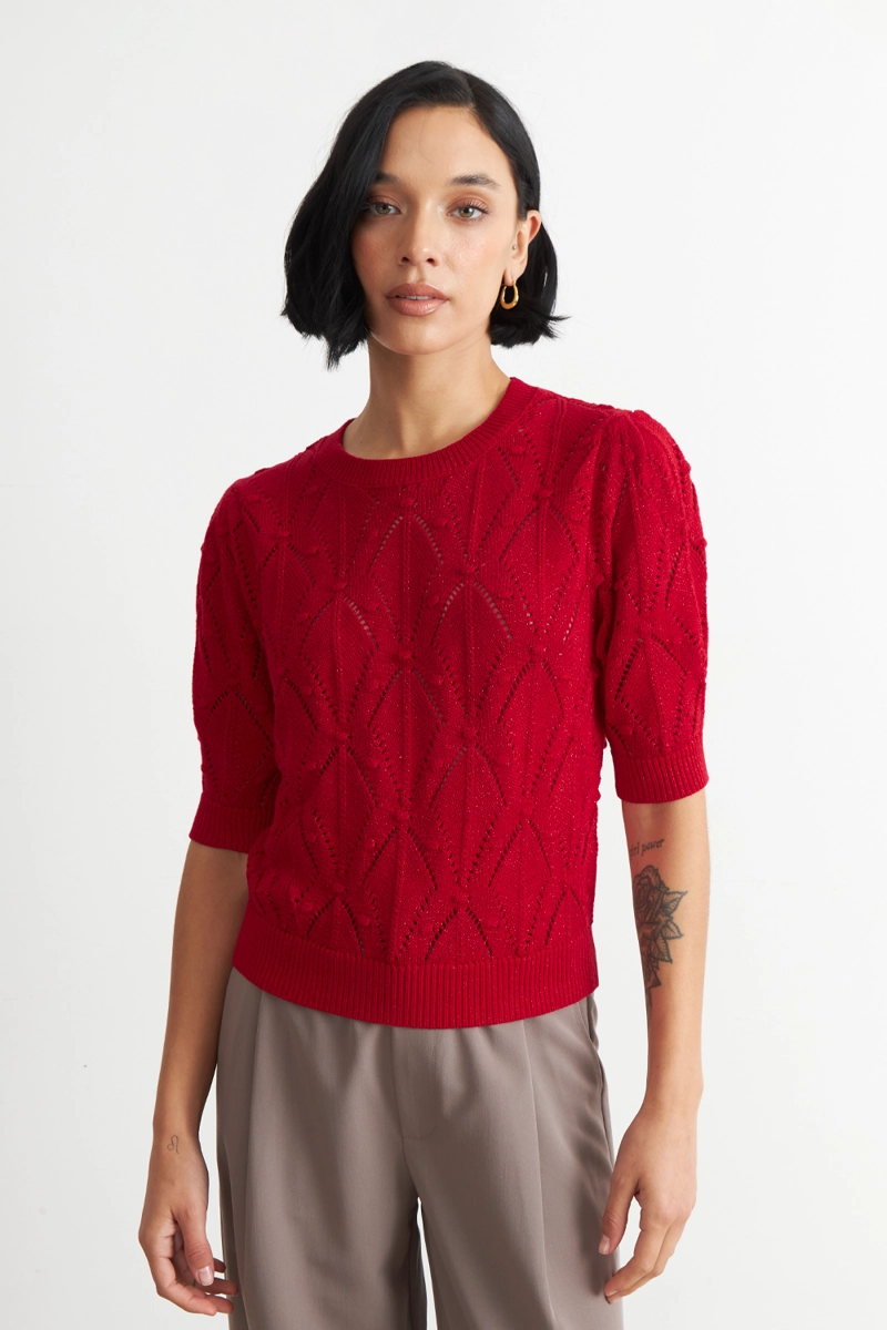 POLERA MANGA CORTA DE HILO ROJO NICOPOLY - 1