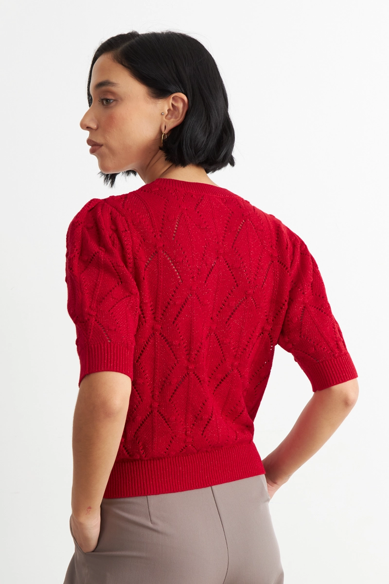 POLERA MANGA CORTA DE HILO ROJO NICOPOLY - 4