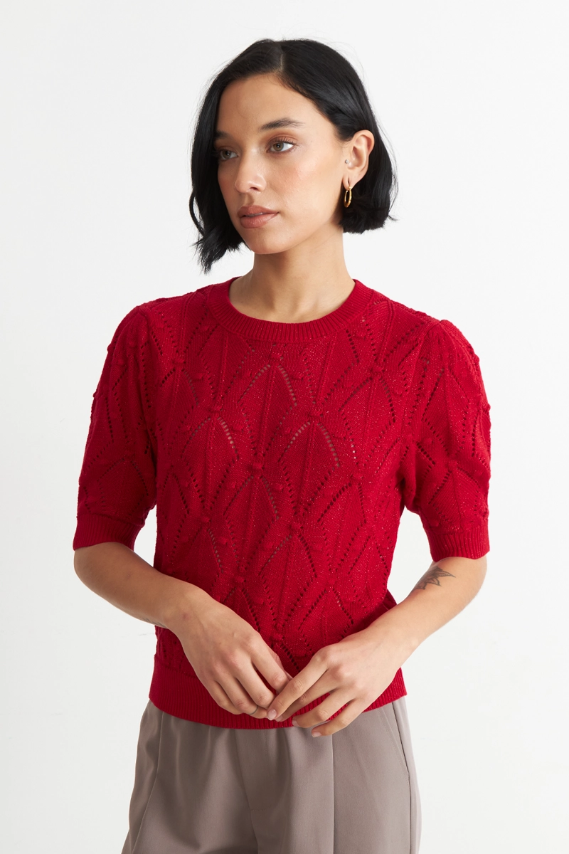 POLERA MANGA CORTA DE HILO ROJO NICOPOLY - 5