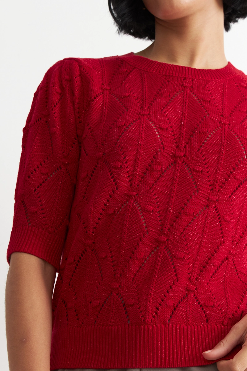 POLERA MANGA CORTA DE HILO ROJO NICOPOLY - 6