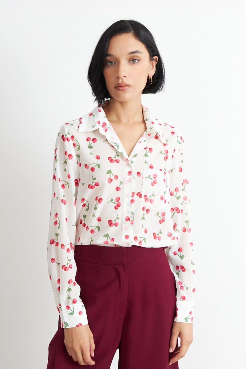 BLUSA MANGA LARGA ESTAMPADO CEREZA BLANCO NICOPOLY - 5