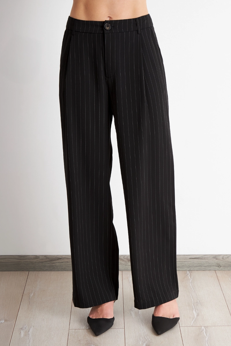 PANTALON DE PIERNA RECTA RAYA DIPLOMATICA NEGRO NICOPOLY - 1