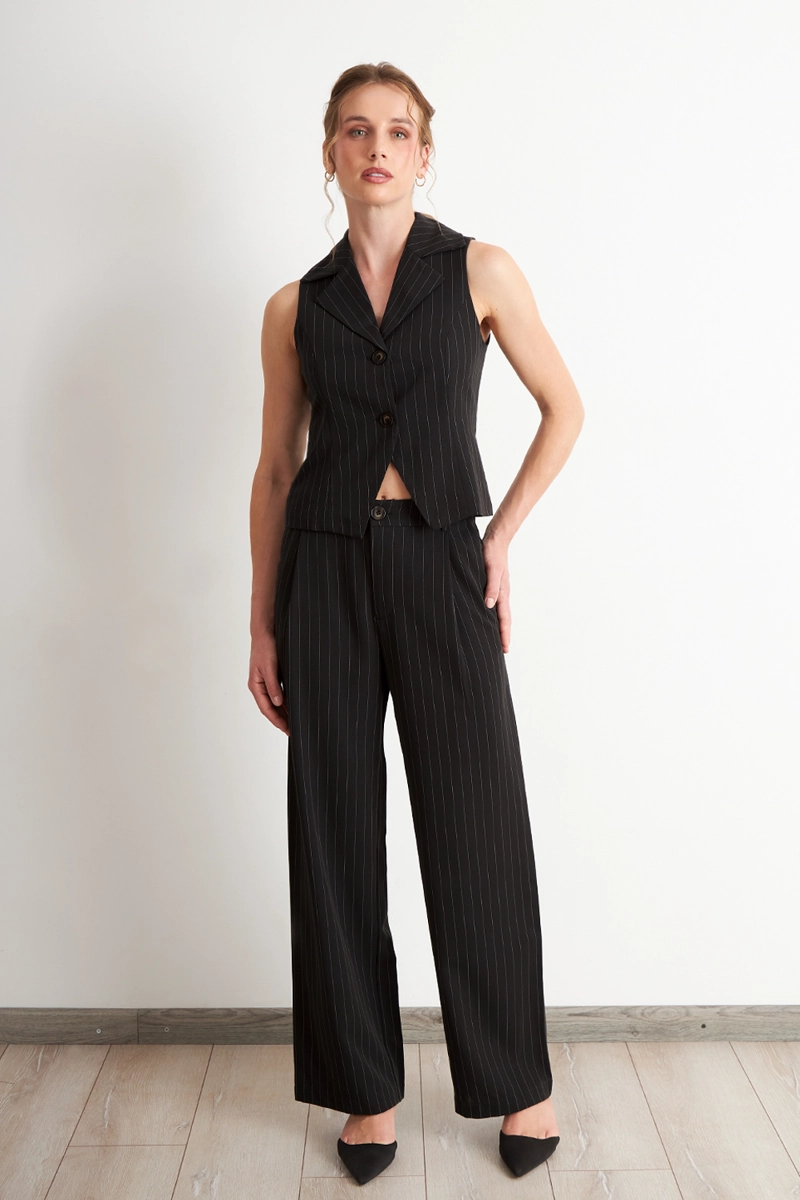 PANTALON DE PIERNA RECTA RAYA DIPLOMATICA NEGRO NICOPOLY - 2