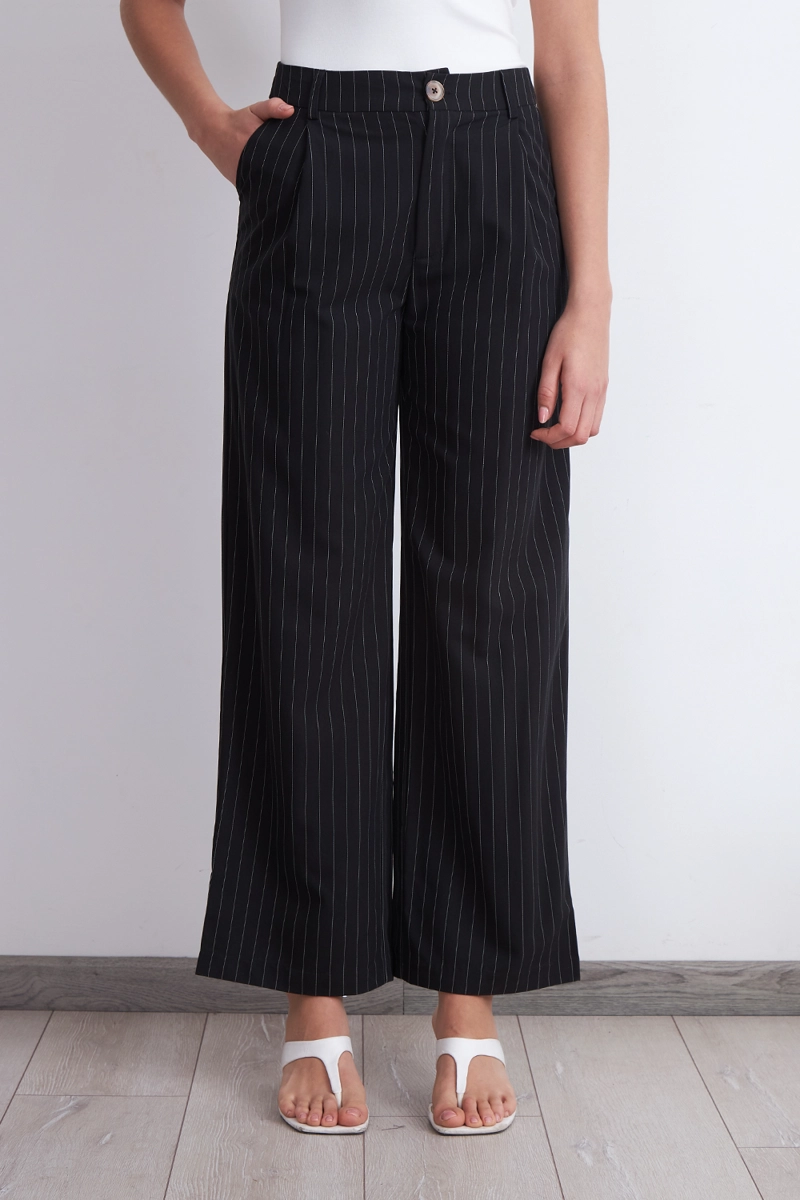 PANTALON DE PIERNA RECTA RAYA DIPLOMATICA NEGRO MUJER NICOPOLY - 6