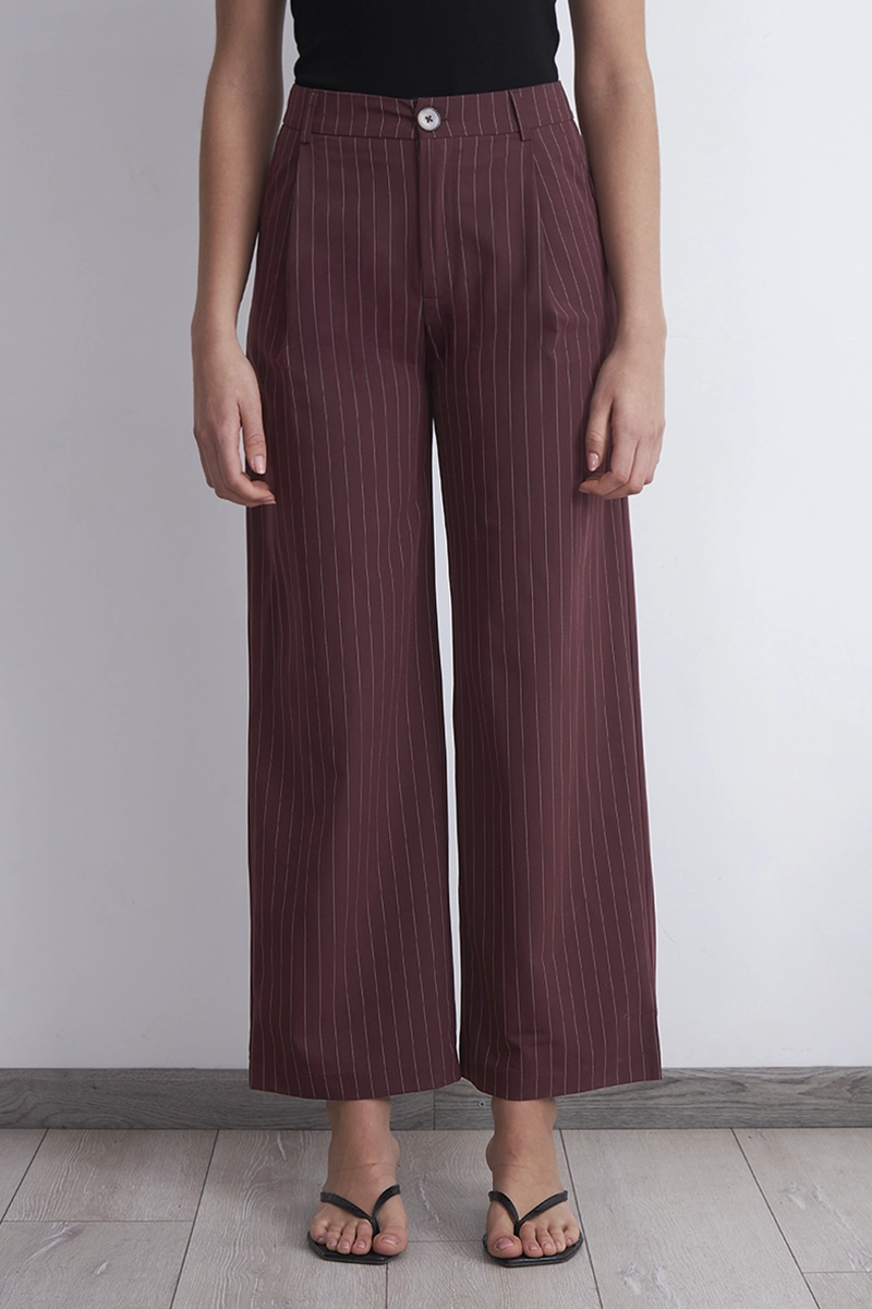 PANTALON DE PIERNA RECTA RAYA DIPLOMATICA BURDEO MUJER NICOPOLY - 1